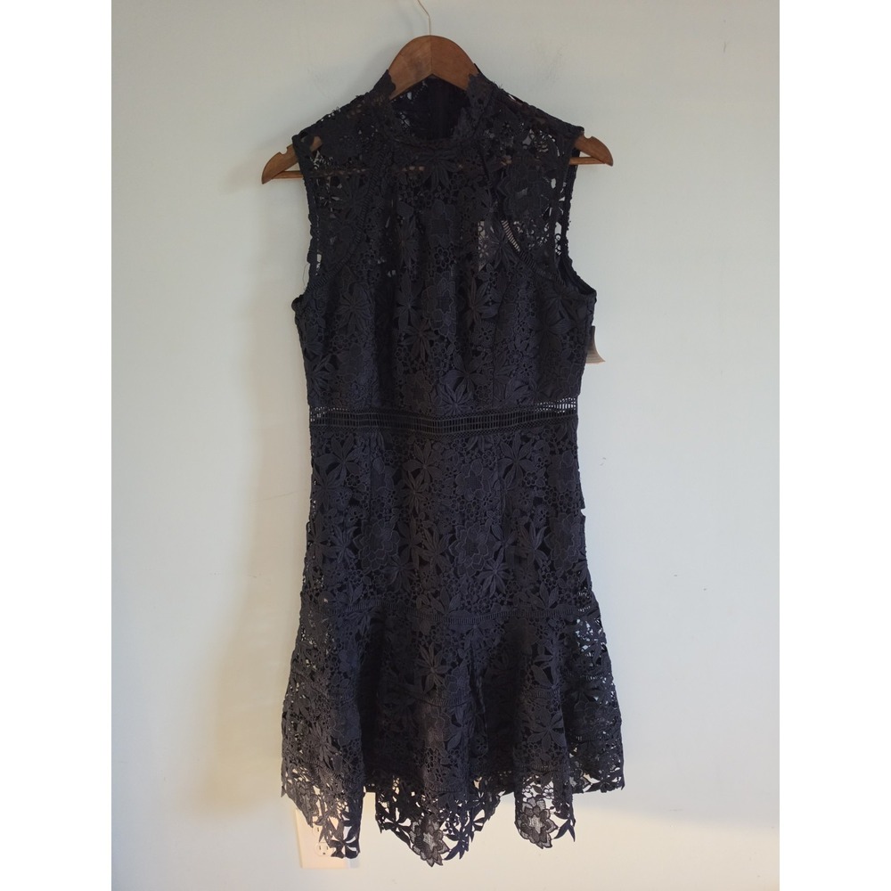 Bardot Elise Navy Classic Designer Lace Cocktail Dress Size M